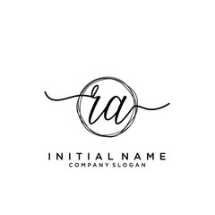 RA Initial handwriting logo with circle template