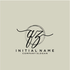 QZ Initial handwriting logo with circle template