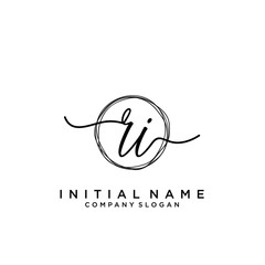 RI Initial handwriting logo with circle template