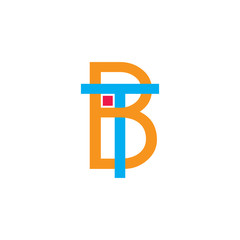 letter tb linked geometric line logo vector