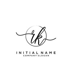 RK Initial handwriting logo with circle template