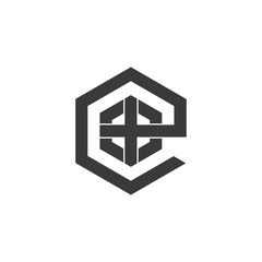 letter e home window shape logo vector