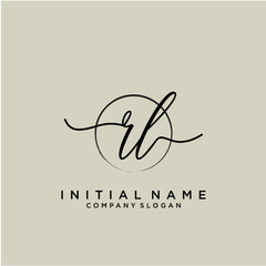 RL Initial handwriting logo with circle template