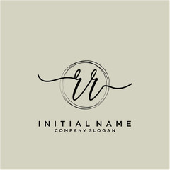 RR Initial handwriting logo with circle template