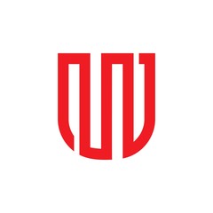 letter u stripes geometric emblem shield shape logo vector