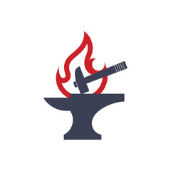 flame line blacksmith symbol logo vector