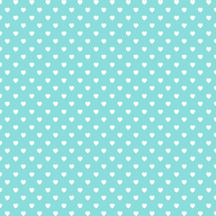 Tile cute pattern with white hearts on pastel blue background