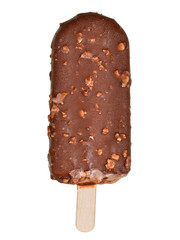 Chocolate popsicle ice cream isolated on white background with clipping path