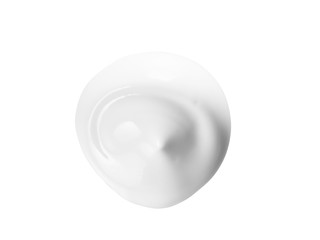 White cosmetic lotion, skincare cream swatch isolated on white background. Moisturizer, face mask...