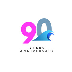 90 Year Anniversary Vector Template Design Illustration