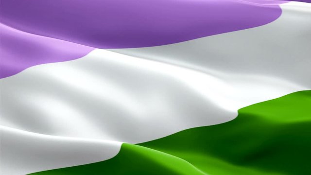 Rainbow Non-binary Pride Flag video waving in wind.  Genderqueer Flag background Genderqueer play,fantasies. Rainbow Pride heteroflexible Flag Looping Closeup 1080p Full HD 1920X1080 footage. Rainbow 