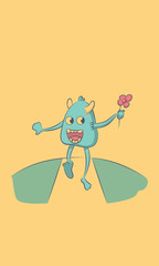 Monster happy get a red flower