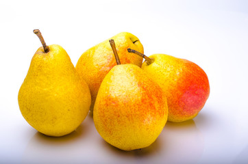 Fruit pears on white background place for inscription