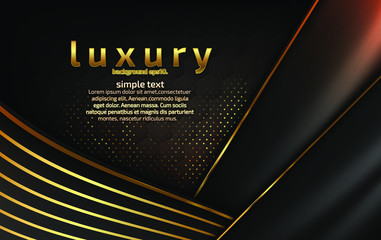 Golden lines on luxury black abstract background for modern design template