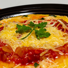 Harina de maiz, salsa bolognesa