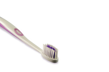 Closeup of toothbrush isolate on  white background with selective focus.