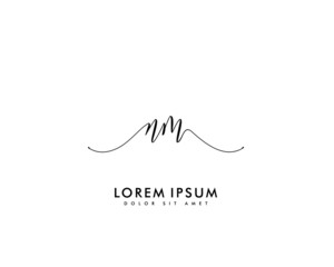 Initial letter NM beauty handwriting logo vector
