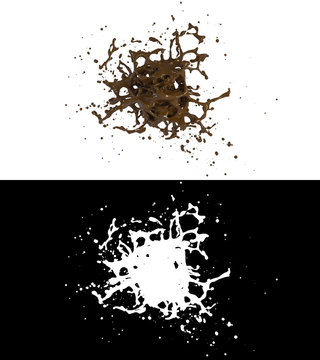 3D illustration of a chocolate splash with alpha layer