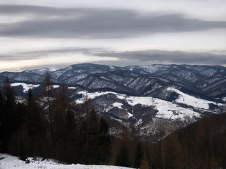 Beskid Mountains (Radziejowej Range) in Winter