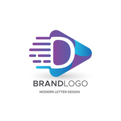 Premium Vector D Logo in Gradation color variations. Beautiful Logotype design for luxury company branding. Elegant identity design in blue