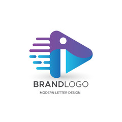 Premium Vector I Logo in Gradation color variations. Beautiful Logotype design for luxury company branding. Elegant identity design in blue