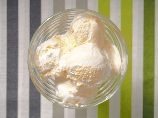 Scoop ice cream in bowl