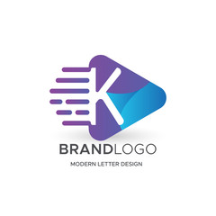 Premium Vector K Logo in Gradation color variations. Beautiful Logotype design for luxury company branding. Elegant identity design in blue