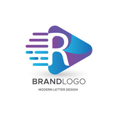 Premium Vector R Logo in Gradation color variations. Beautiful Logotype design for luxury company branding. Elegant identity design in blue