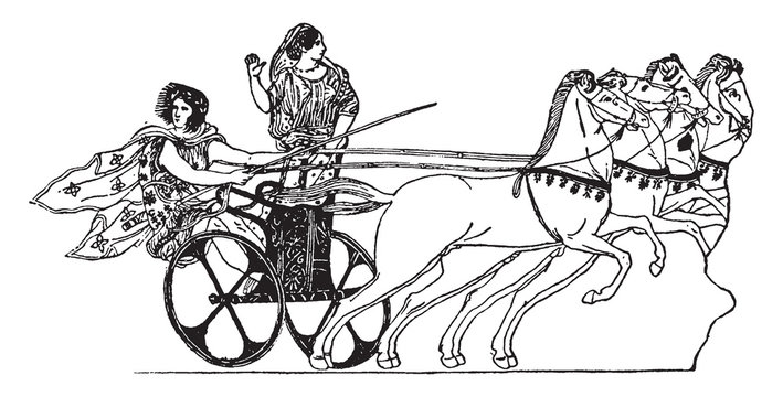 Greek Chariot, vintage illustration.