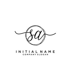 SA Initial handwriting logo with circle template
