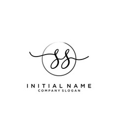 SS Initial handwriting logo with circle template