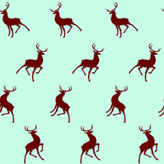 Christmas seamless background with a set of red deers