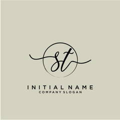 ST Initial handwriting logo with circle template