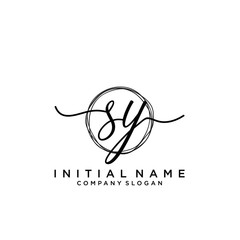 SY Initial handwriting logo with circle template