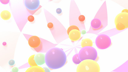 Abstract colorful glass balls room. 3d rendering picture.