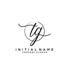 TG Initial handwriting logo with circle template
