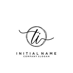 TI Initial handwriting logo with circle template