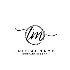 TM Initial handwriting logo with circle template