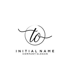 TO Initial handwriting logo with circle template