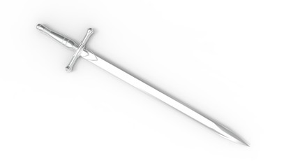 3d rendering of a ancient sword isolated on white background