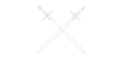 3d rendering of a ancient sword isolated on white background
