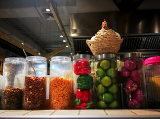 Mango Spicy Salad with Crispy Fish.  Food  ingredients Green mango, Shallot, lemonade, sugar, cayenne, fried beans