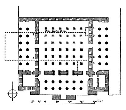 Plan of the Hall of Xerxes from 485 to 465 BC, vintage illustration.