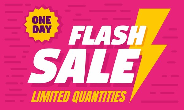 One day flash sale concept banner. Flat illustration of one day flash sale vector concept banner for web design