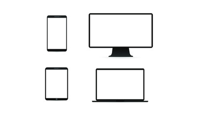 Realistic set of Monitor, laptop, tablet, smartphone - Stock Vector template