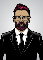 bearded hipster style man wearing suit