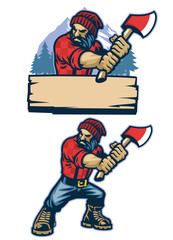 cartoon style mascot of lumberjack