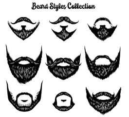 hand drawn of beard styles collection - obrazy, fototapety, plakaty