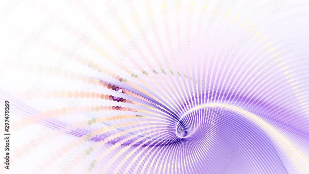 Fototapete Abstract violet and white background. Fractal graphics series. Composition of glowing lines and mosaic halftone effects. 3d illustration.