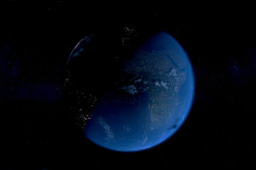 3D illustration - view from space, earth - day and night